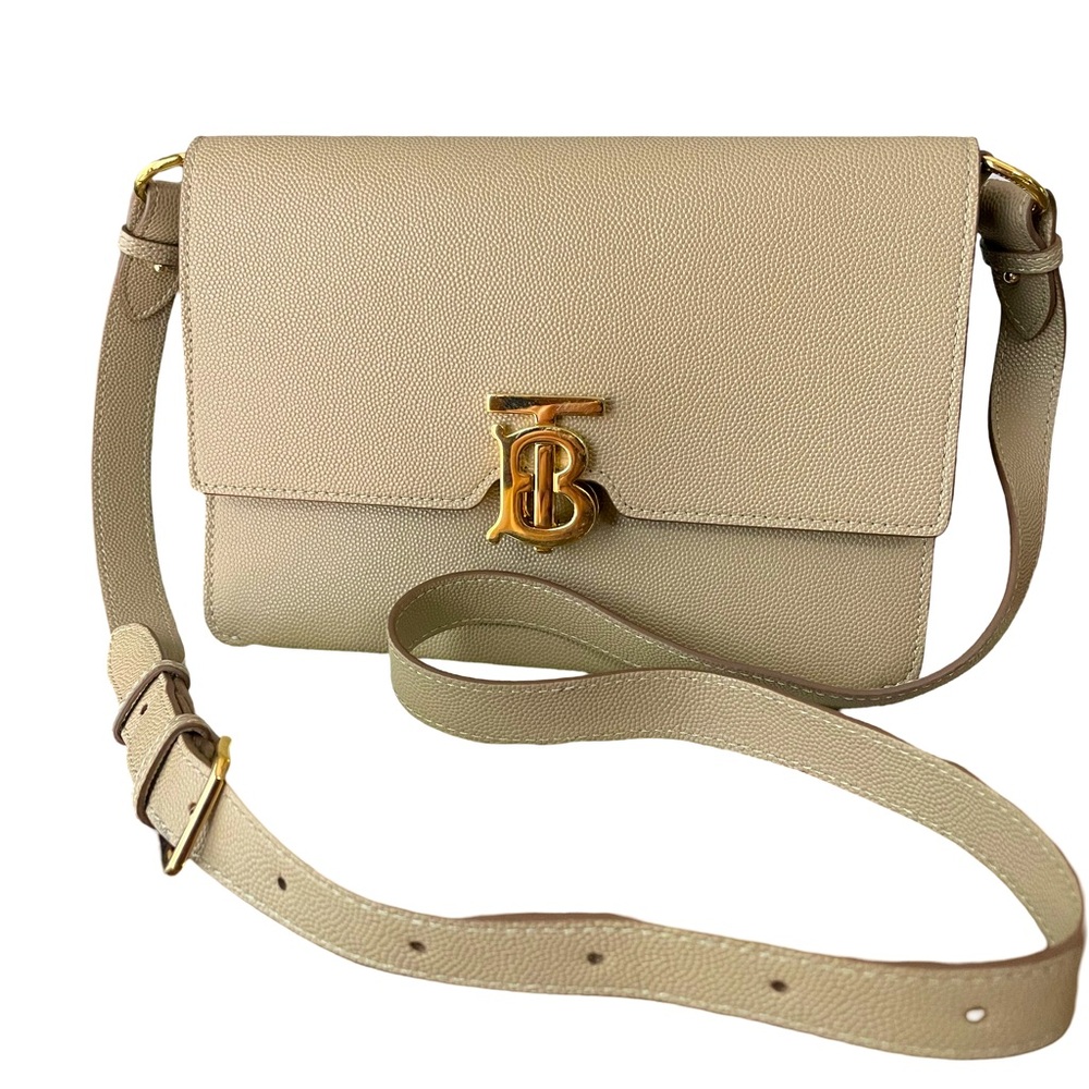 BURBERRY SMALL MONOGRAM MOTIF LEATHER CROSSBODY BAG.